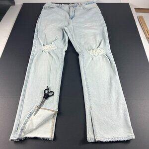 Good American Jean Women Measured 34x30 Good Boyfriend Hi Rise Blue Denim Tag 32